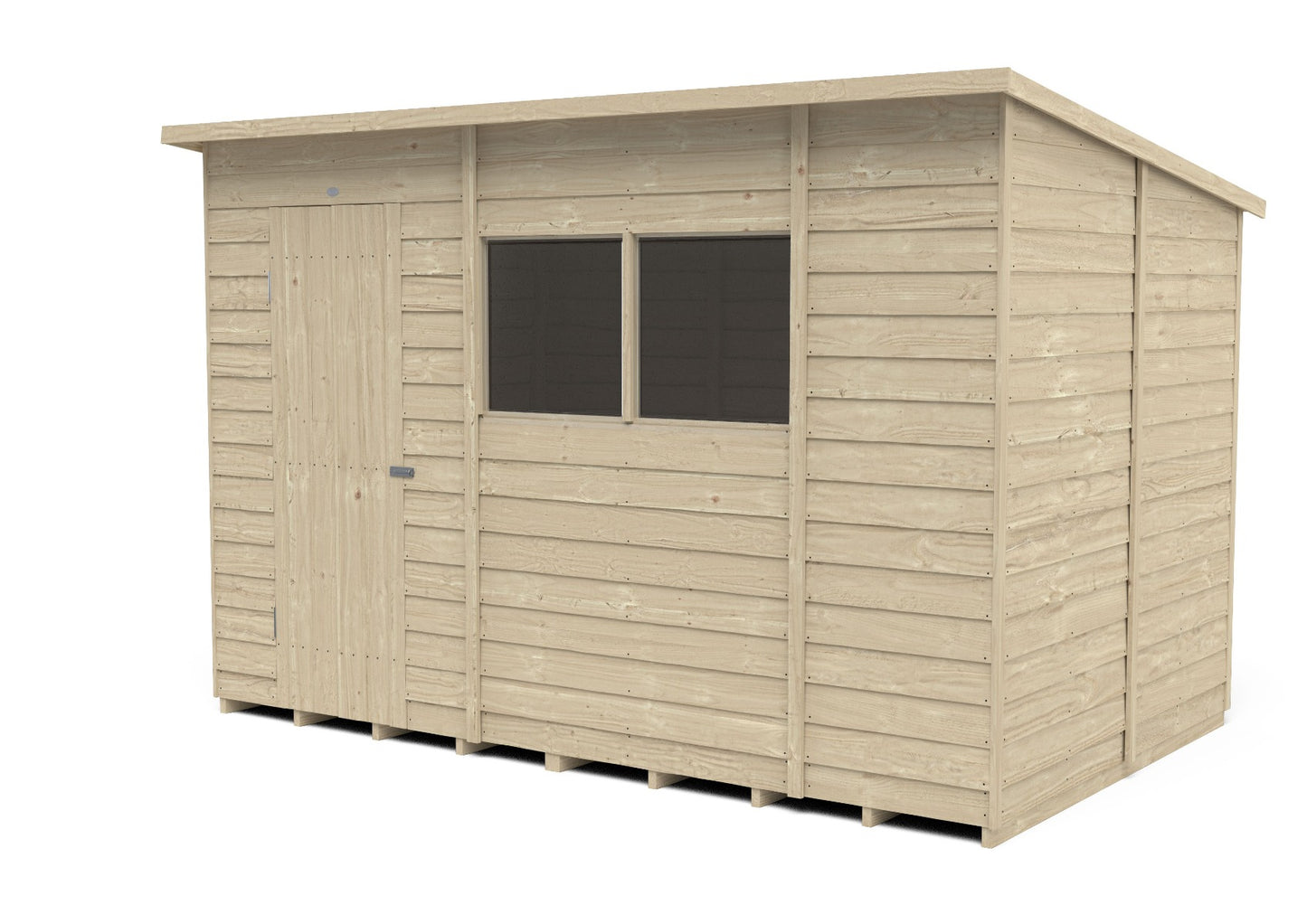4LIFE Pressure Treated Pent Garden Shed - 10x6ft Overlap Timber