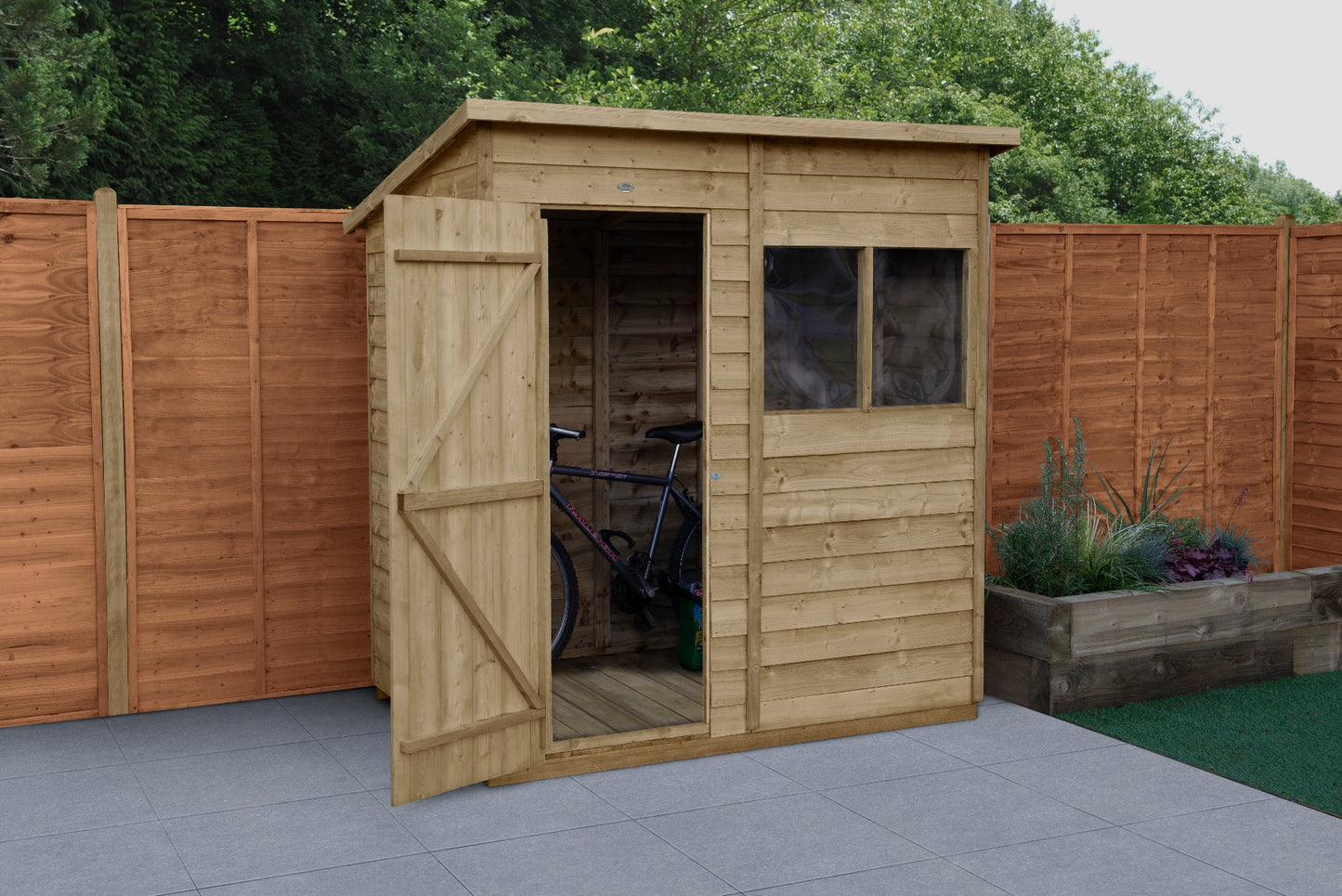 4LIFE Pressure Treated Overlap Pent Shed 6x4ft - 15 Year Guarantee