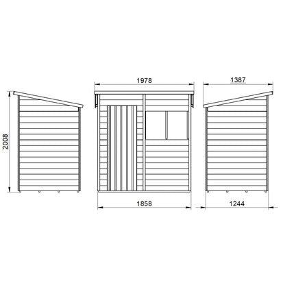 4LIFE Pressure Treated Overlap Pent Shed 6x4ft - 15 Year Guarantee
