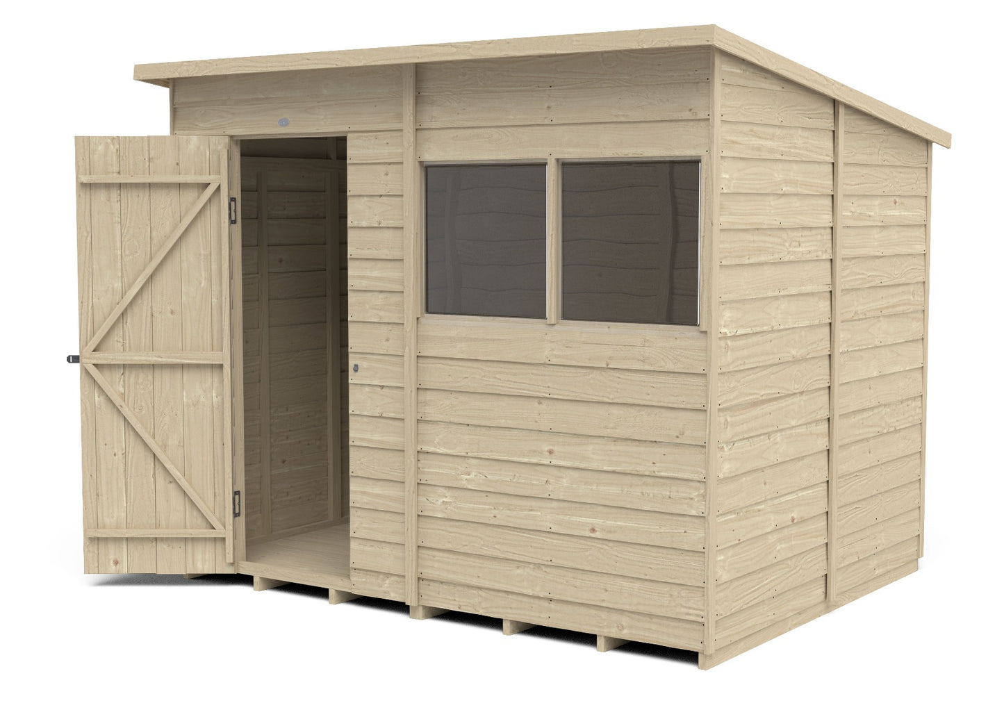 4LIFE Pressure Treated Overlap Pent Shed - 8x6ft Timber Garden Storage