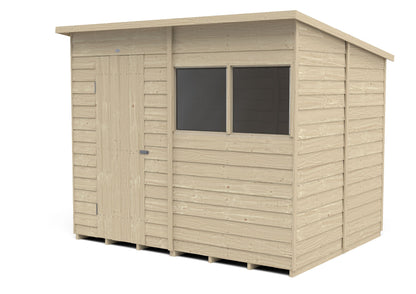 4LIFE Pressure Treated Overlap Pent Shed - 8x6ft Timber Garden Storage