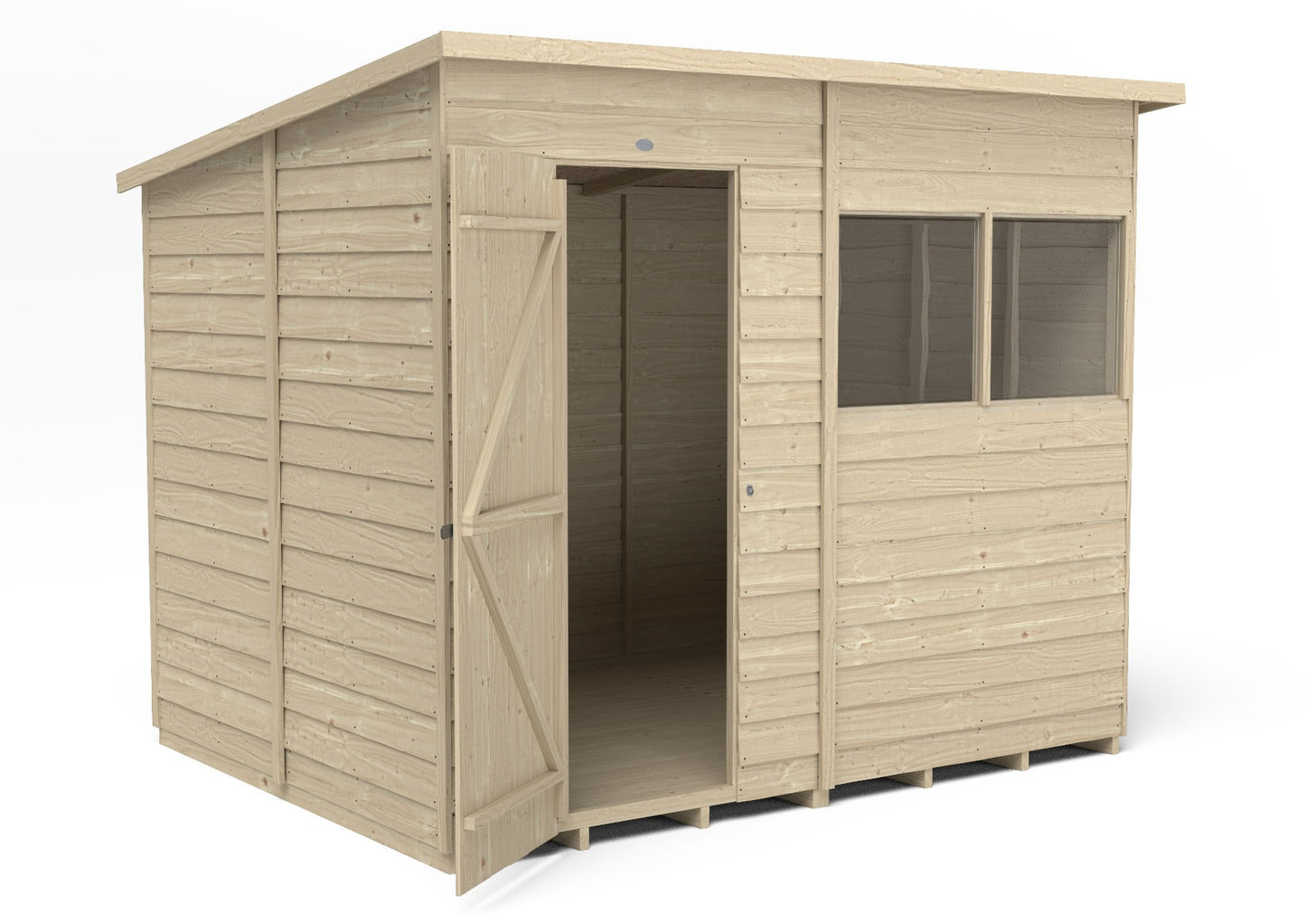 4LIFE Pressure Treated Overlap Pent Shed - 8x6ft Timber Garden Storage