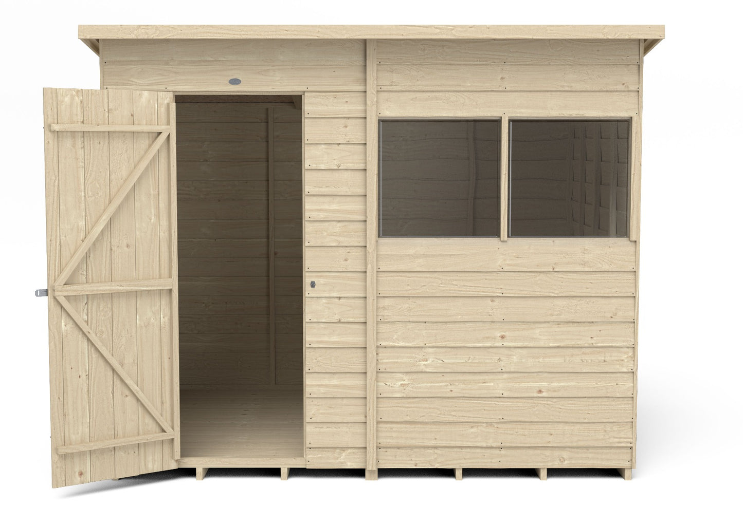 4LIFE Pressure Treated Overlap Pent Shed - 8x6ft Timber Garden Storage