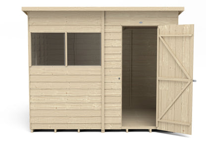 4LIFE Pressure Treated Overlap Pent Shed - 8x6ft Timber Garden Storage