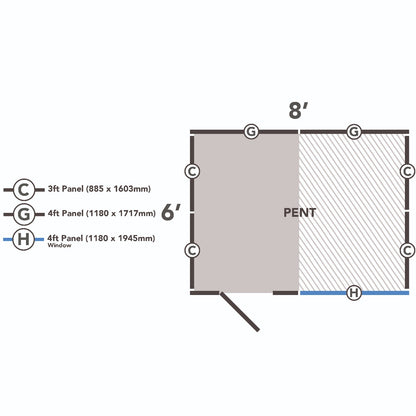 4LIFE Pressure Treated Overlap Pent Shed - 8x6ft Timber Garden Storage