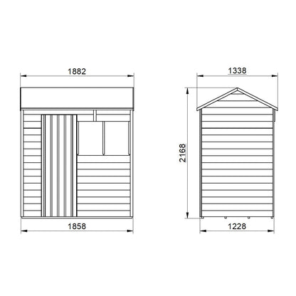 4LIFE Pressure Treated Overlap Reverse Apex Garden Shed 6x4ft