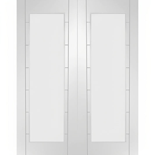 Internal White Primed Palermo 1L Pair with Clear Glass - All Sizes