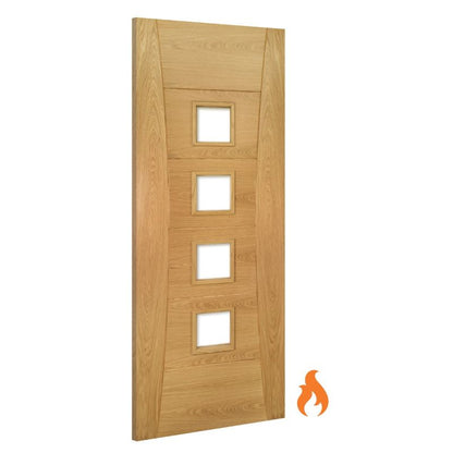 Deanta Pamplona Oak Internal Fire Door Glazed Prefinished - 78in x 30in (1981 x 762mm)