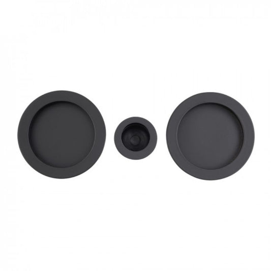 Deanta Pocket Door Round Handle in matte black finish, sleek and modern design.
