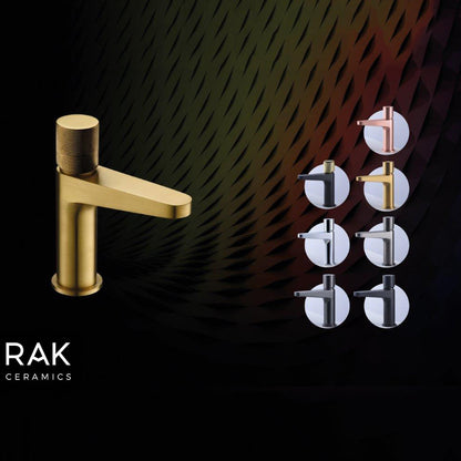 RAK Ceramics Amalfi Mid Height Basin Mixer Tap in Brushed Gold