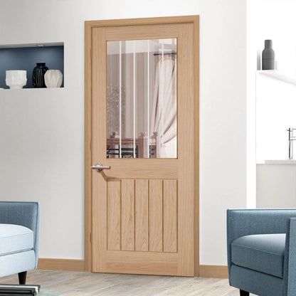 Image for LPD Oak Belize 1 Light With Silkscreen Glass (Half Light) - 78In x 33In x 35mm (1981 x 838mm)
