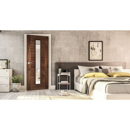 Deanta Seville Walnut Internal Door Glazed Prefinished  - 78in x 27in (1981 x 686mm)