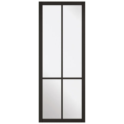 LPD Liberty Black Primed Clear Glazed 4L Internal Industrial Style Door - 78in x 30in (1981 x 762mm)
