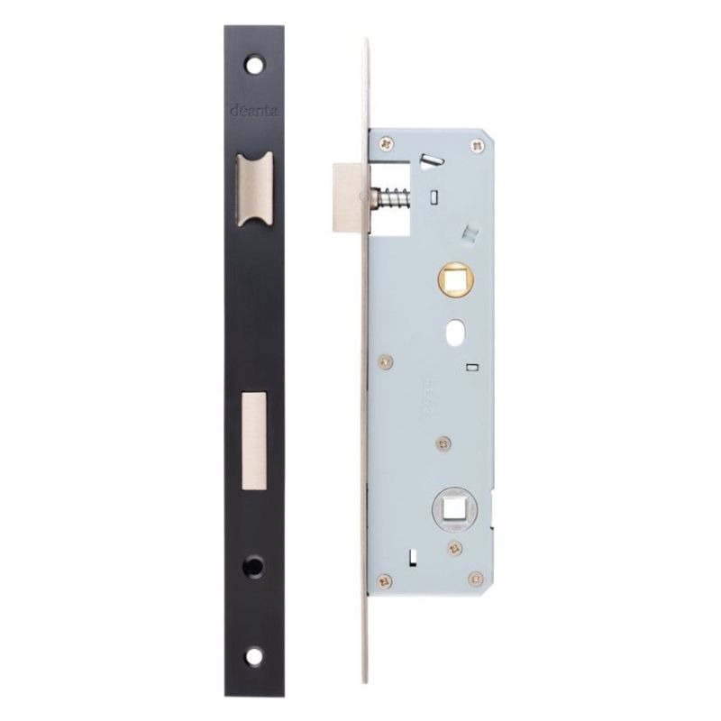 Deanta Slim Euro Profile Sash Lock 22mmx240mm Square Stainless Steel Black Satin