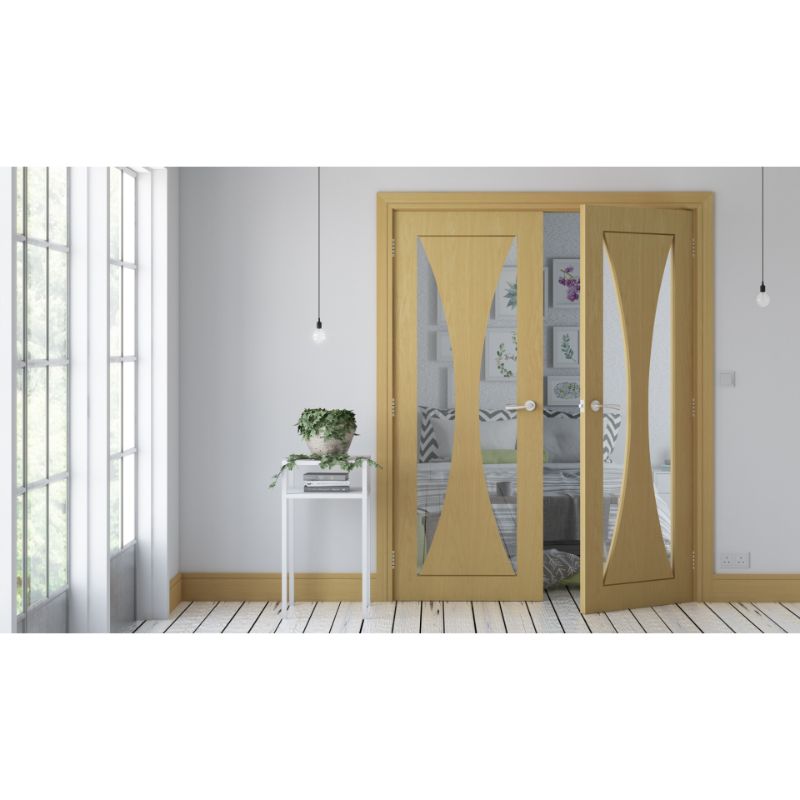 Image for Deanta Sorrento Oak Internal Door Glazed Prefinished - 78in x 33in (1981 x 838mm)