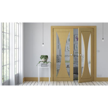 Image for Deanta Sorrento Oak Internal Door Glazed Prefinished - 78in x 33in (1981 x 838mm)