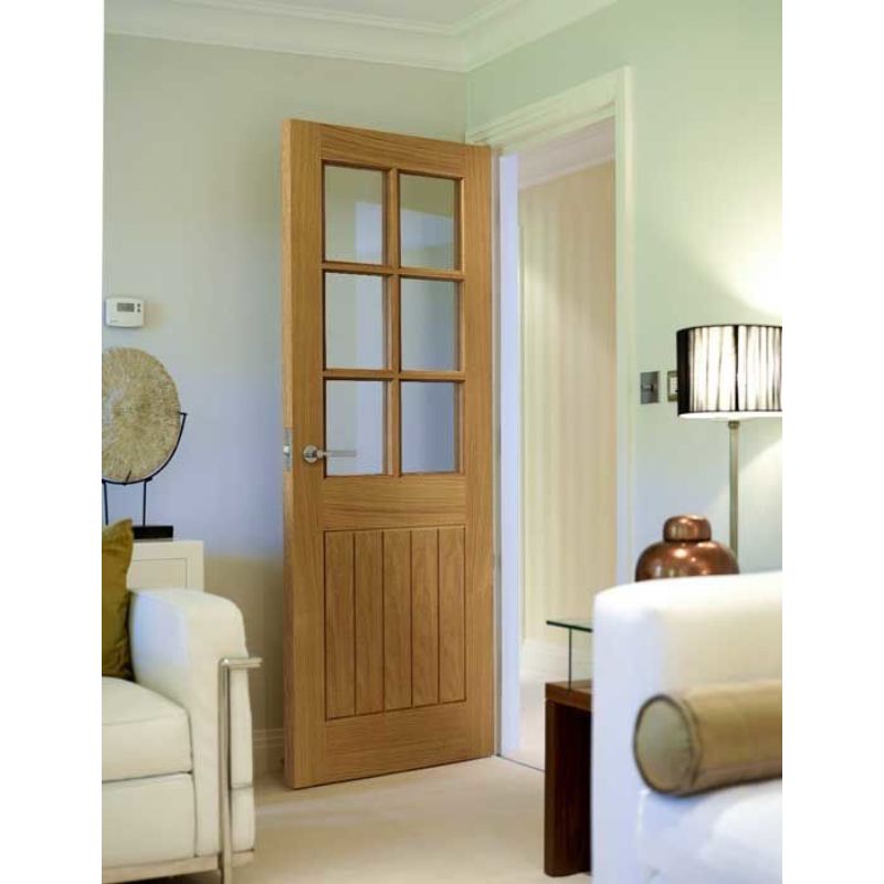 JB Kind Oak Cottage Thames 6 Light Glazed Internal Door Unfinished 1981 X 762 X 35mm