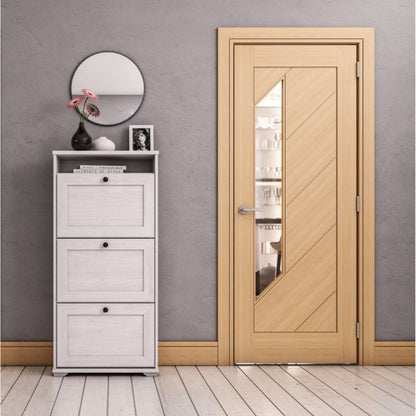Image for Deanta Torino Oak Internal Fire Door Glazed Prefinished - 78in x 27in (1981 x 686mm)