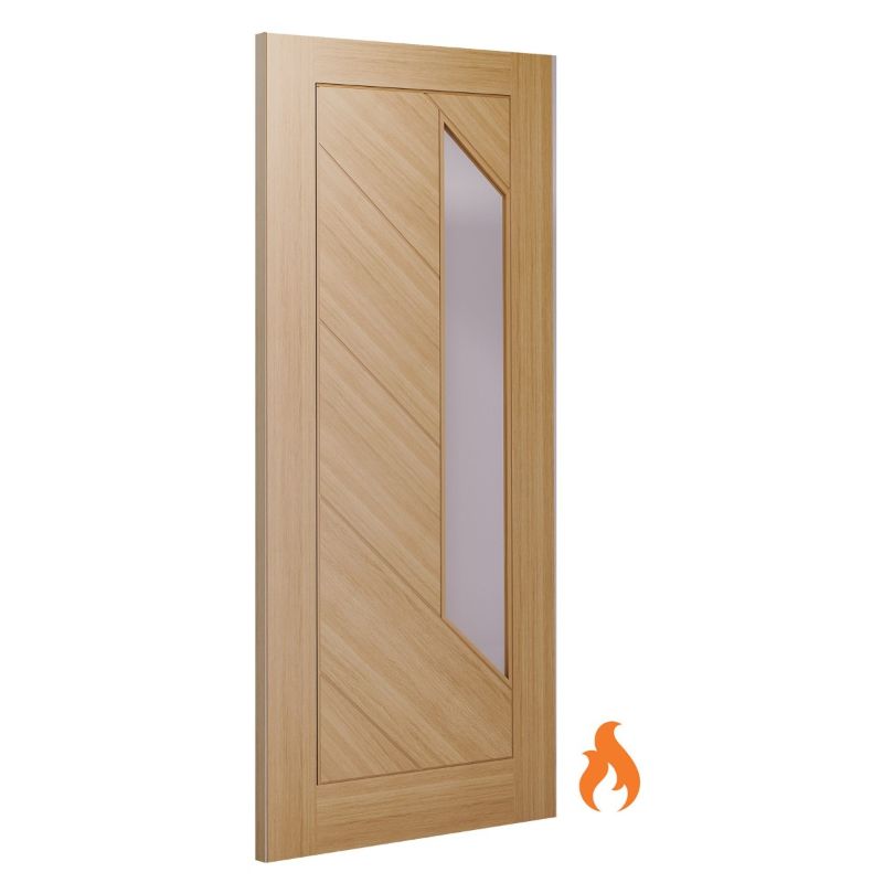 Image for Deanta Torino Oak Internal Fire Door Glazed Prefinished - 78in x 27in (1981 x 686mm)