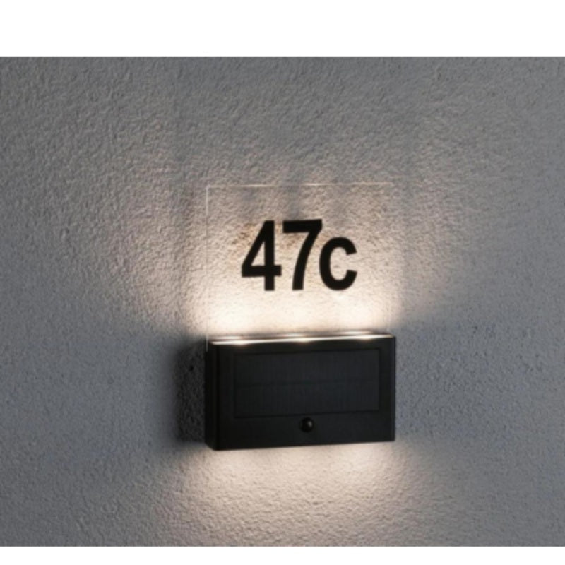 Outdoor Solar House Number Neda IP44 3000K PIR 