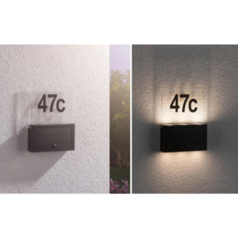 Outdoor Solar House Number Neda IP44 3000K PIR 