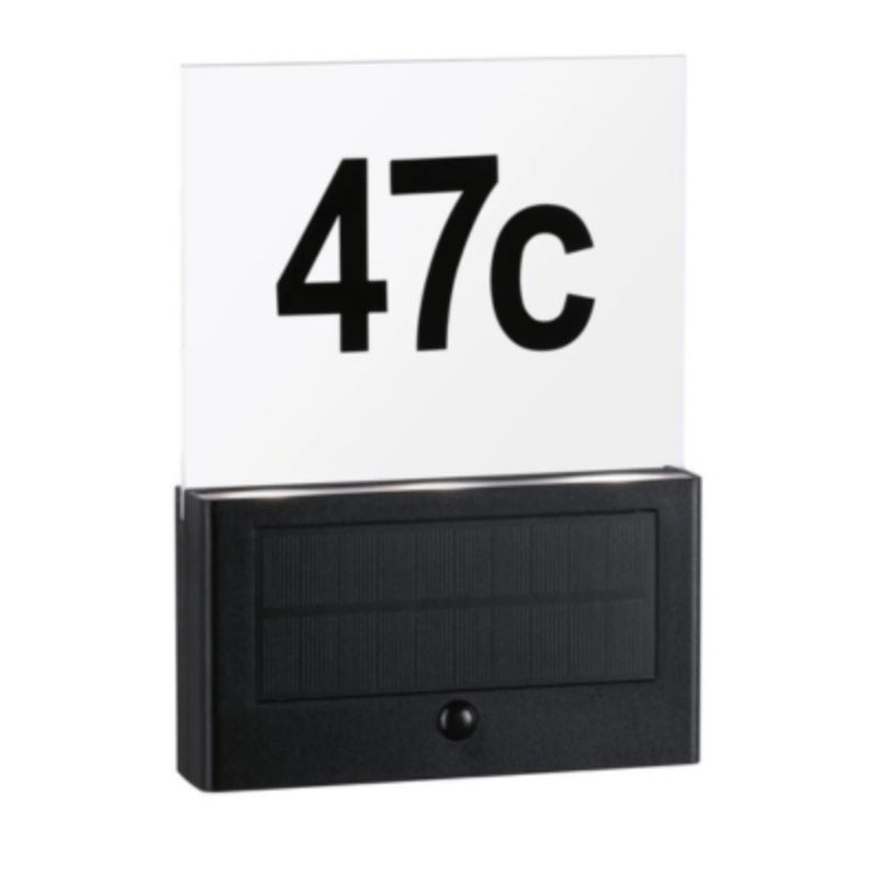 Outdoor Solar House Number Neda IP44 PIR Anthracite Insect Friendly