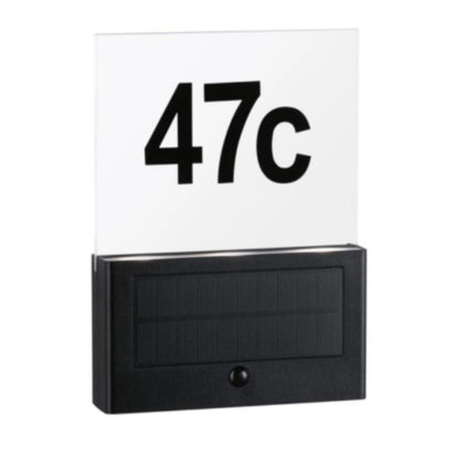 Outdoor Solar House Number Neda IP44 PIR Anthracite Insect Friendly