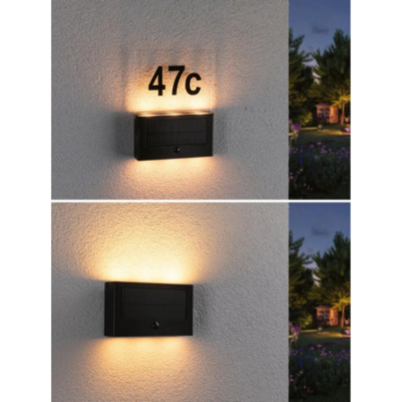 Outdoor Solar House Number Neda IP44 PIR Anthracite Insect Friendly