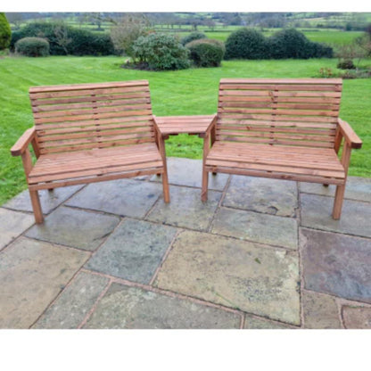 Churnet Valley 4 Seat Set (2 x 2 Seat Benches) Angled Tray