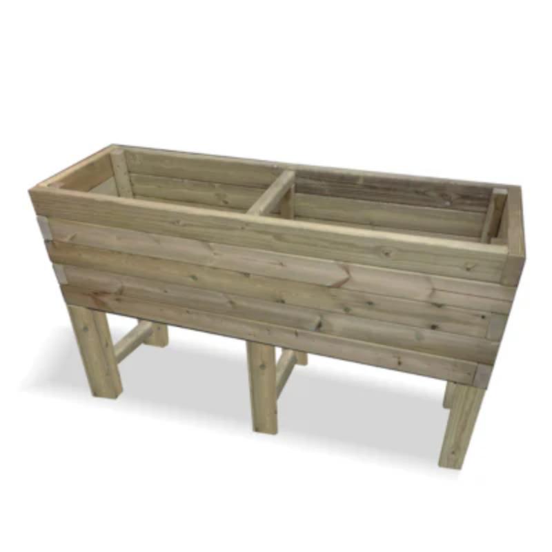 Churnet Valley wooden raised vegetable trough planter, super heavy duty, 180cm x 60cm x 80cm, natural wood finish.