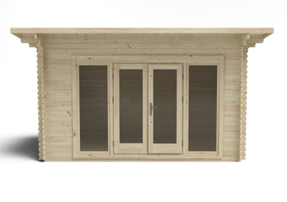 Forest Melbury Log Cabin Pent Roof, Single Glazed 24kg Polyester Felt, plus Underlay  - 4.0m x 3.0m - VMEL34S43P2UHDIN
