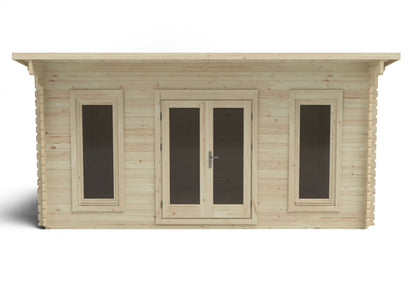 Forest Mendip Log Cabin Pent Roof, Double Glazed, 34kg Polyester Felt, plus Underlay  - 5.0m x 4.0m - VMEN45D54P3UHDIN