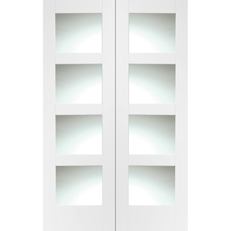 XL Joinery Shaker Internal White Rebated Door Pair with Clear Glass- 1981 x 1067 x 40mm (42")