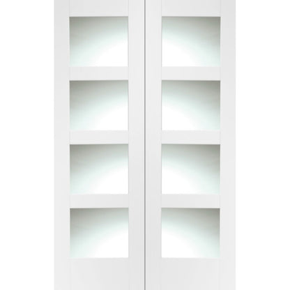XL Joinery Shaker Internal White Rebated Door Pair with Clear Glass- 1981 x 1372 x 40mm (54")