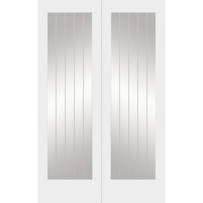 XL Joinery Suffolk 1 Light Internal White Primed Rebated Door Pair with Clear Glass- 1981 x 1372 x 40mm (54")